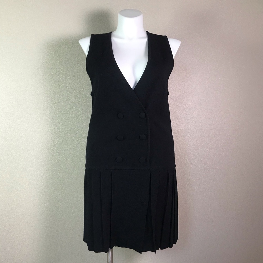 ANDREA JOVINE BLACK WOOL KNIT DROP WAISTED‎ DRESS